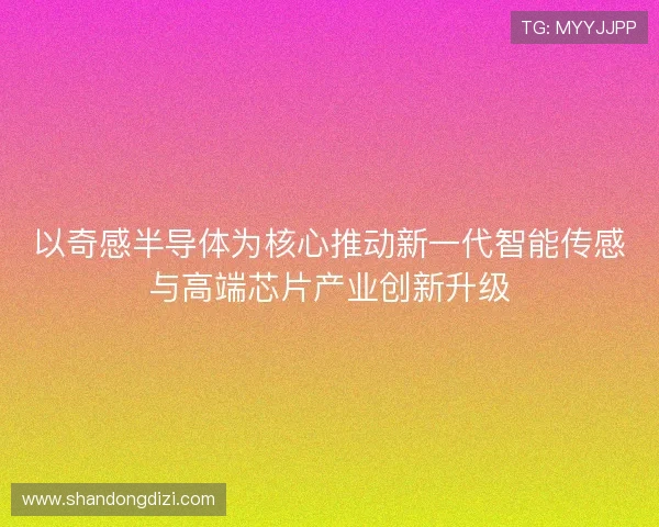 以奇感半导体为核心推动新一代智能传感与高端芯片产业创新升级