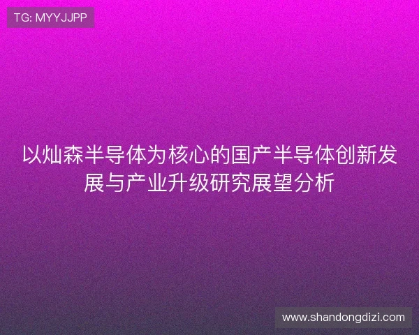 以灿森半导体为核心的国产半导体创新发展与产业升级研究展望分析